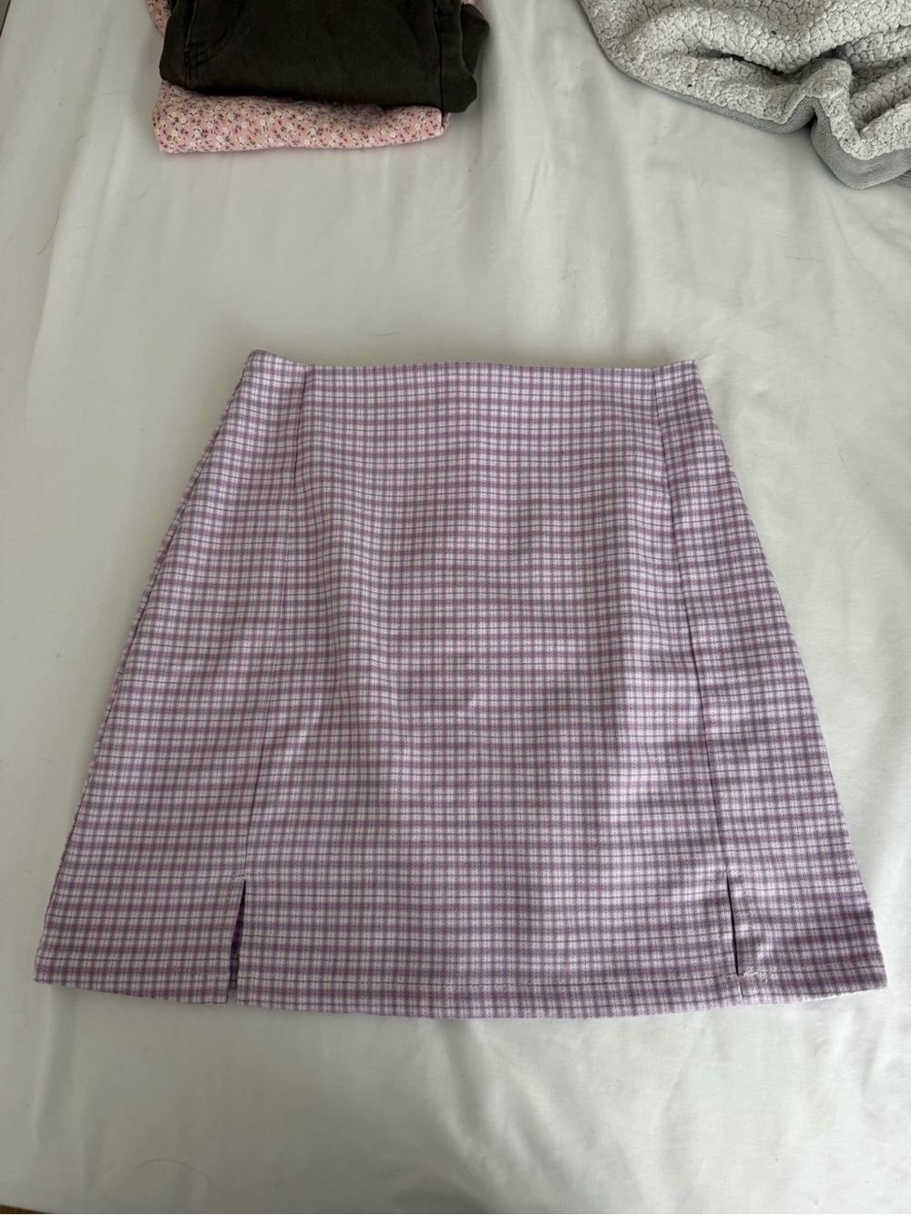 Brandy Melville Lilac Plaid Mini Skirt